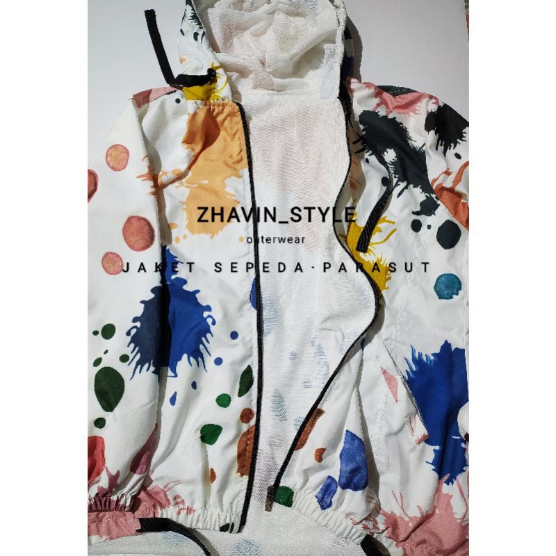 JAKET SEPEDA WANITA / JAKET PARASUT PRINTING