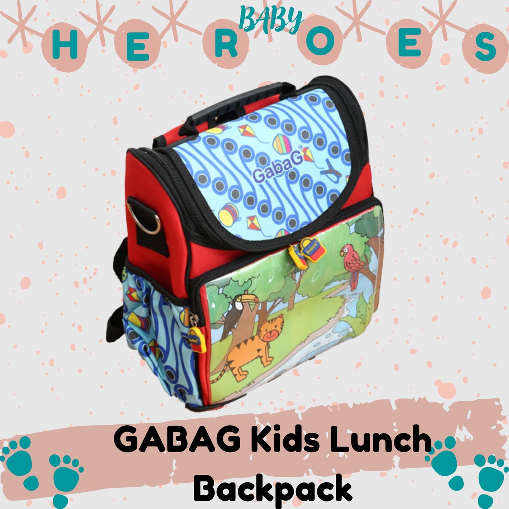 GABAG Kids Lunch Backpack - Tas Sekolah anak- Genta- Merah dengan motif Batik