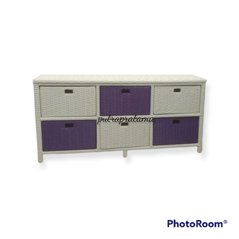 Lemari laci 6 laci rotan sintetis