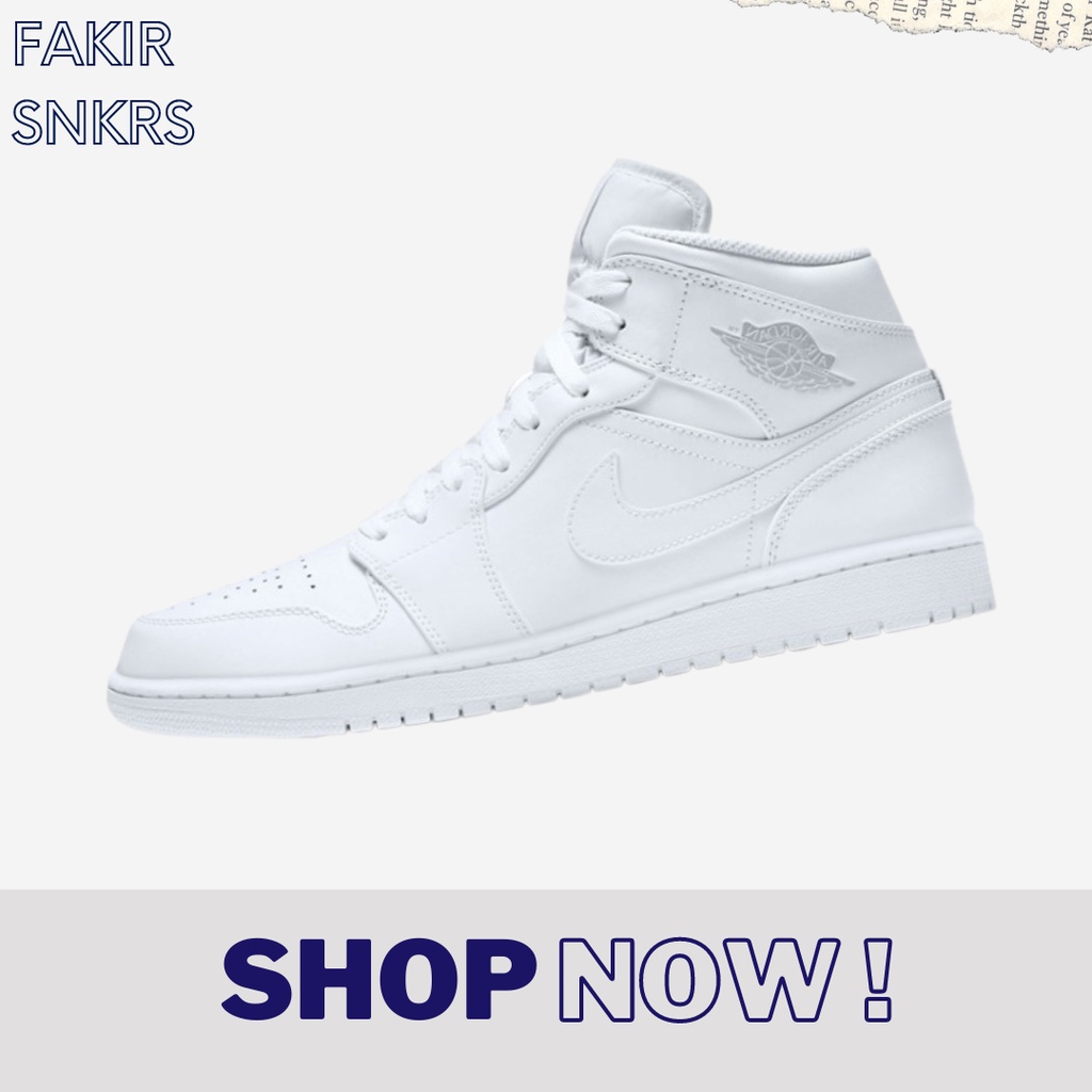 AIR JORDAN 1 MID TRIPLE WHITE GS