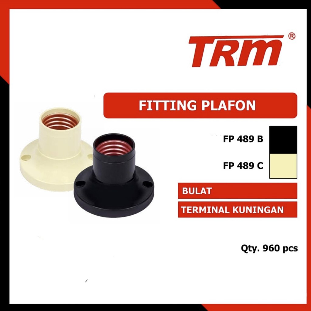 TRM FP489C CREAM Fiting Rumah Lampu Plafon Tinggi Bulat CREAM