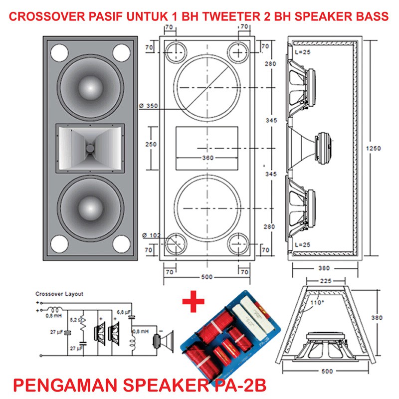 CROSSOVER PASIF 3 WAYS OULE PA-2B PENGAMAN SPEAKER PROTECTOR TWEETER