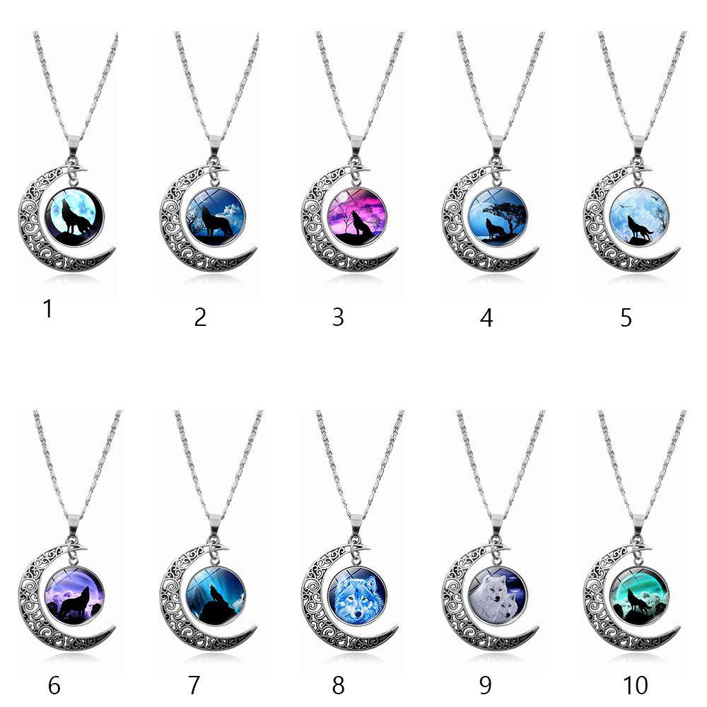 Lily Howling Wolf Necklace Hadiah Liontin Kalung Luminous Moon Glowing