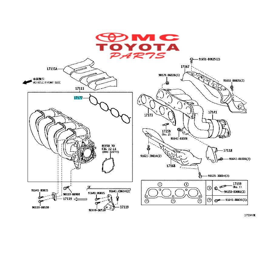 Seal Paking Gasket Int Manifold 17171-22030