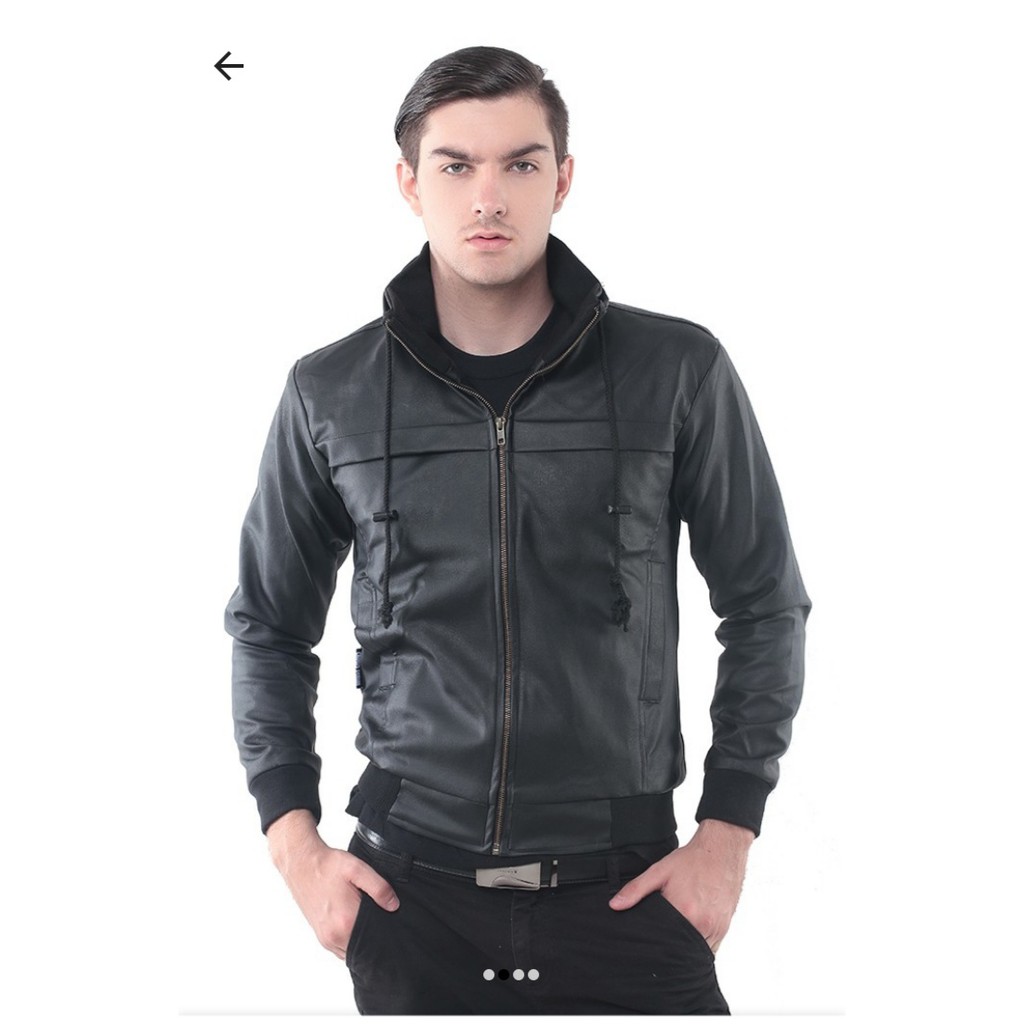 jaket pria semi kulit hoodie bisa lepas jp-46