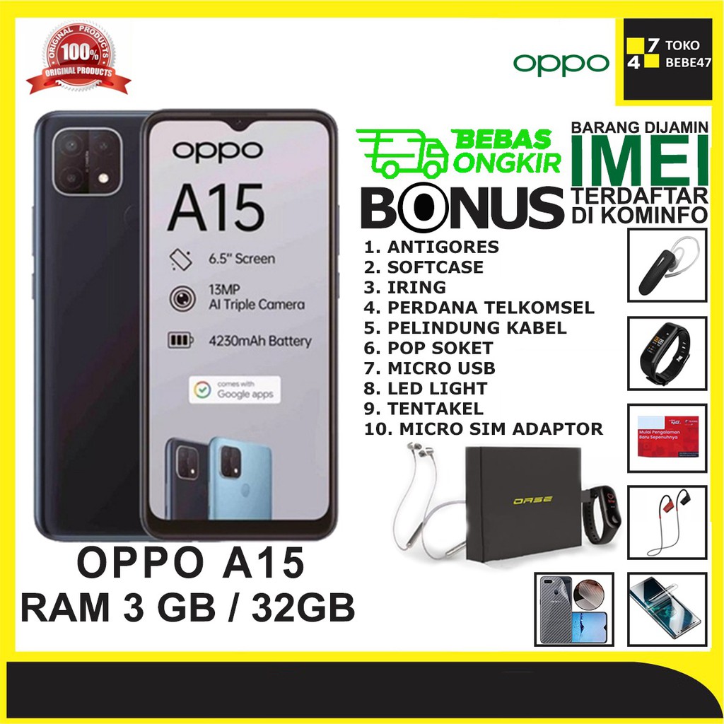 OPPO A15 3/32 RAM 3GB ROM 32GB GARANSI OPPO INDONESIA