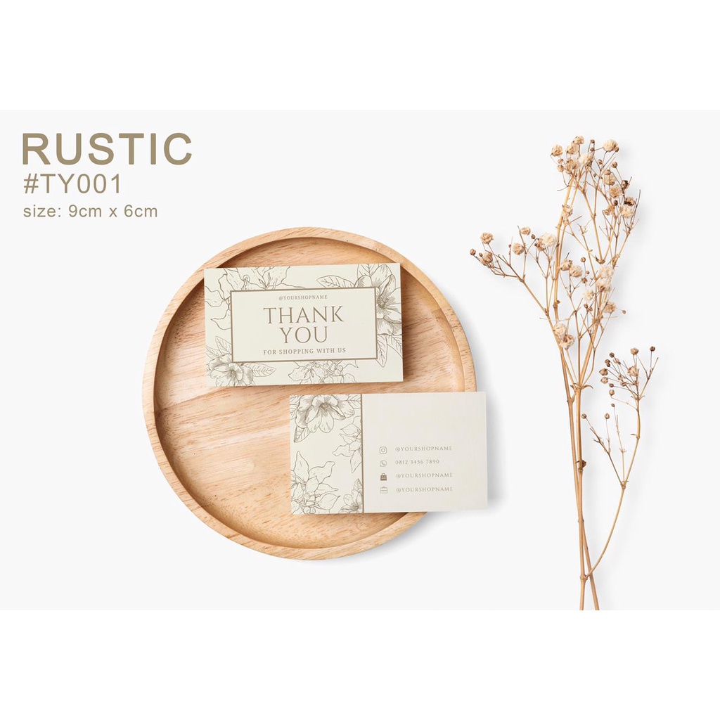 

DESAIN Profesional Thank You Card / Kartu Ucapan Terima Kasih Online Shop - RUSTIC #TY001