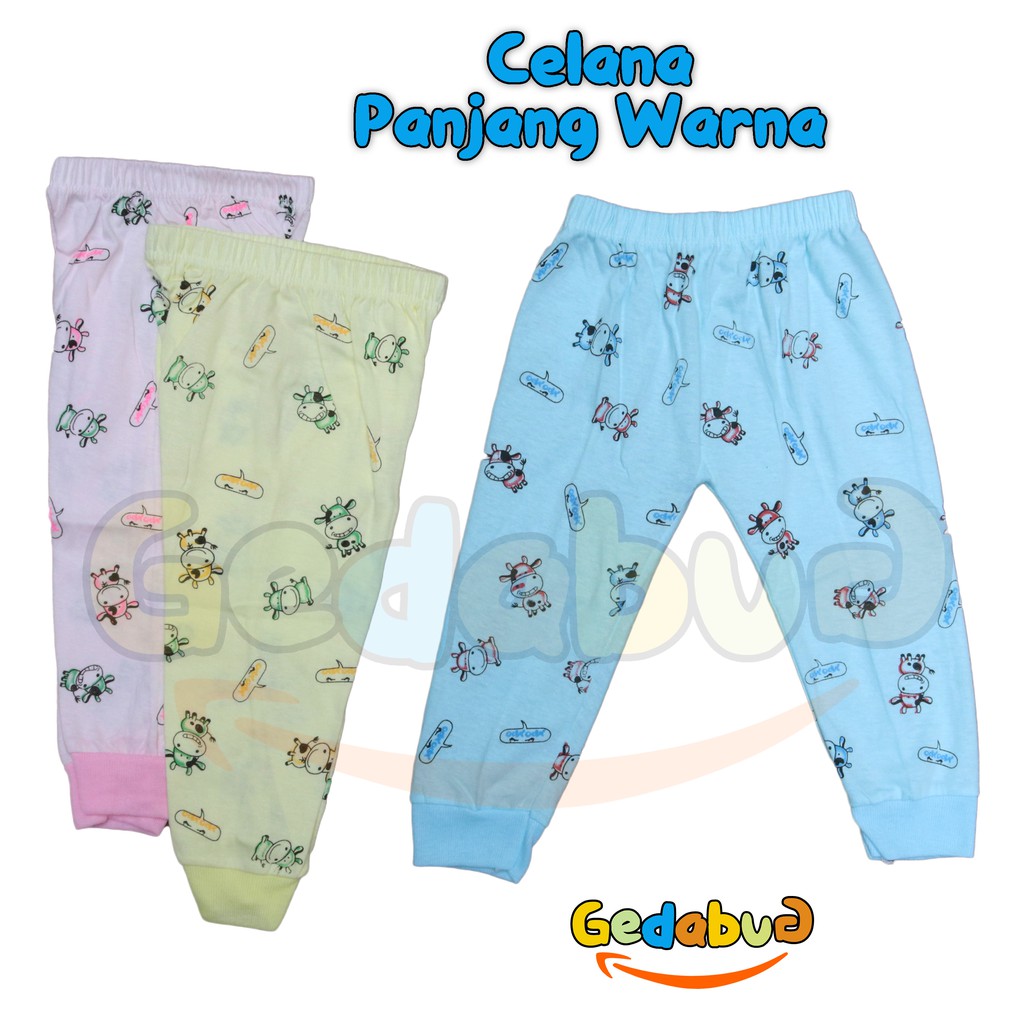 6 Pcs - Celana Panjang Anak Buka Kaki SUNJOLY Warna | Perlengkapan Pakaian Bayi | Gedabug