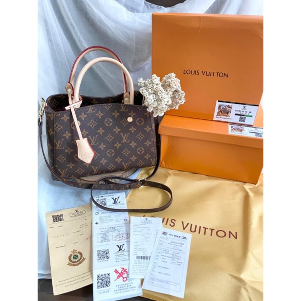 tas fashion Tote top handle LV montaigne free box