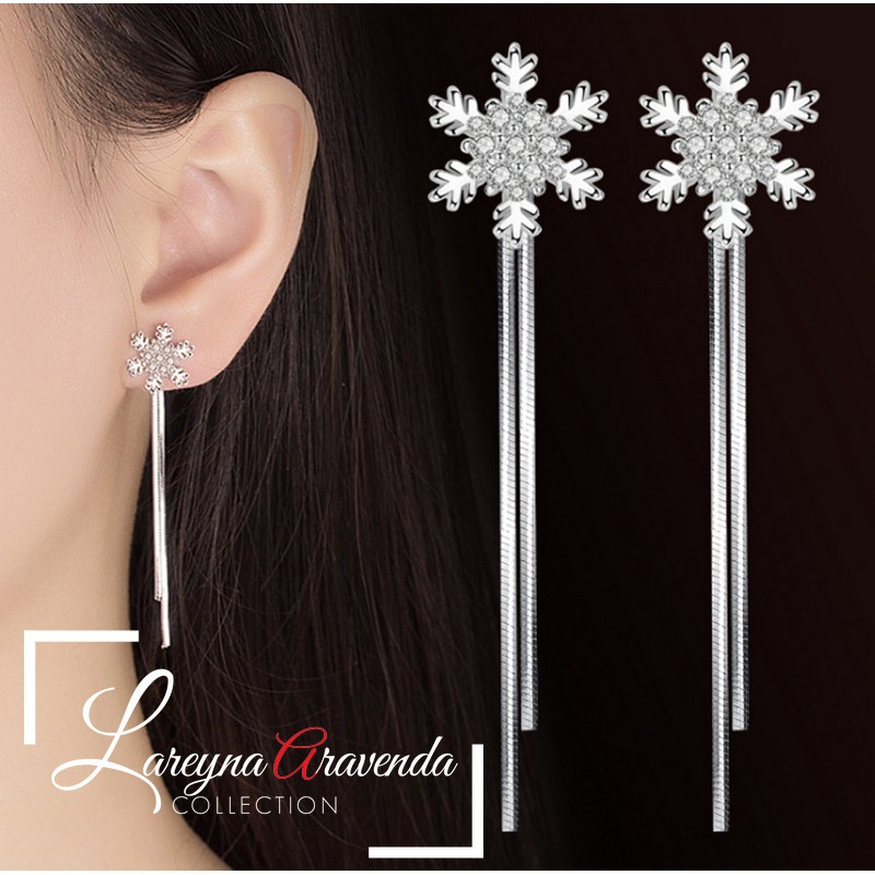 Anting Wanita Titanium Model Snow Kristal Crystal Swarovski AT086