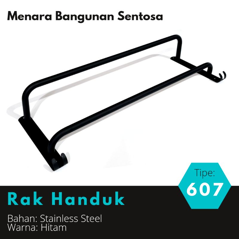 Gantungan Rak Handuk Stainless 607 Hitam - Rack Hanger Baju Kamar Mandi