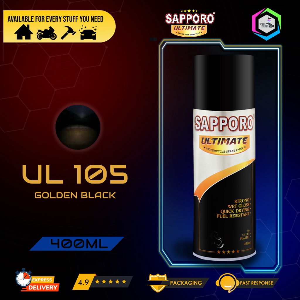 SAPPORO ULTIMATE Metallic Colour Cat Semprot UL105 GOLDEN BLACK