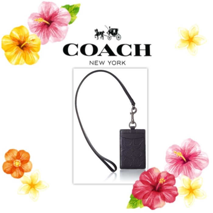 

READY Coach ID Lanyard Signature Embossed Black SALE