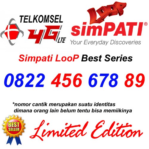 Telkomsel Simpati Loop 4G Lte 0822 456 678 89 Kartu Perdana Nomor Cantik