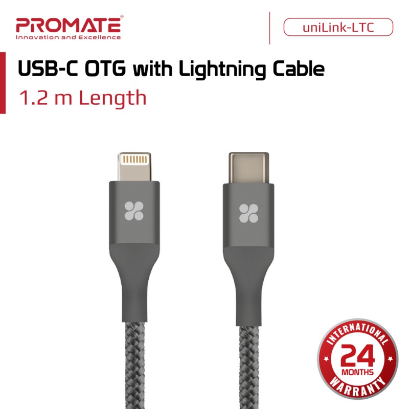 Promate Kabel Data OTG iPhone USB Type C - uniLink-LTC Lightning Cable Tipe