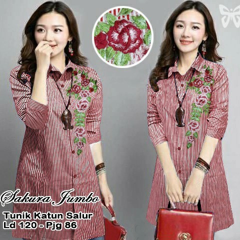 Tunik Baju Atasan Wanita Dewasa Jumbo Modern Murah Kekinian Terbaru 2021 Bahan Katun LD 120 Fit XXL.