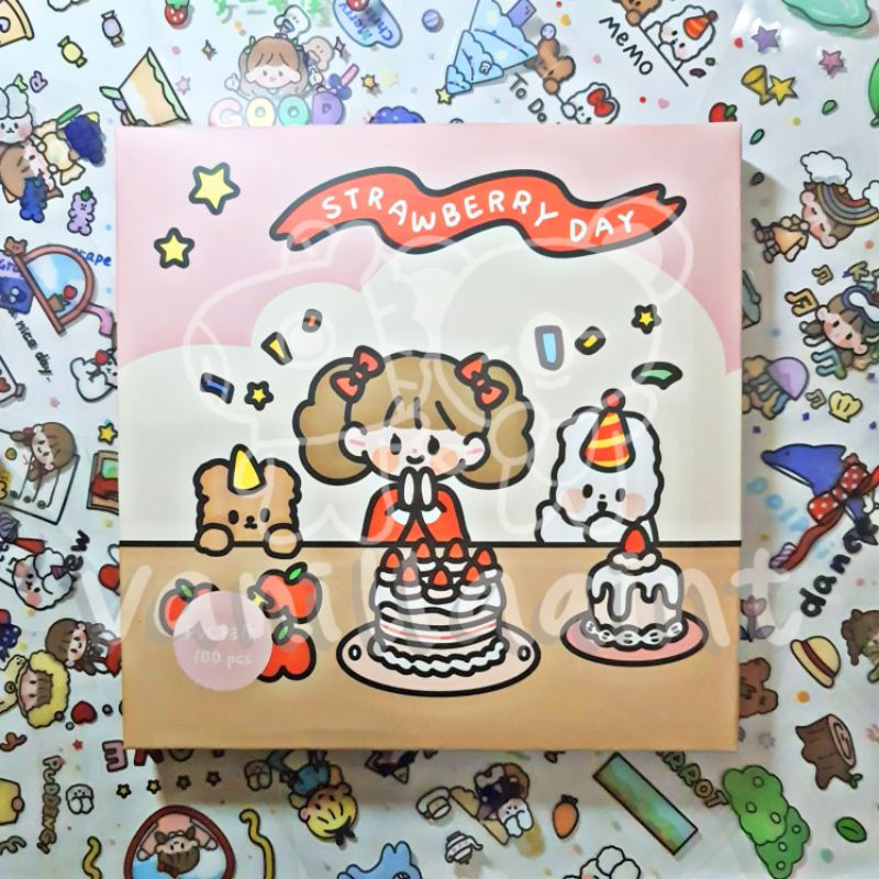 

[ECERAN] Stiker PET for Deco Journaling Strawberry Day Theme Sticker Decoration Journal Scrapbook