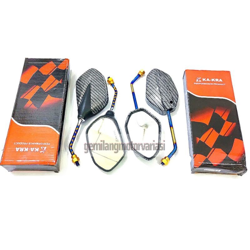 Spion Carbon Honda Sepasang Model Tiger Revo Supra x 125 Variasi Twotone Xxx Tangkai Panjang cocok semua motor honda beat vario 125 vario 150 pcx Adv scoopy supra tiger cb150r verza