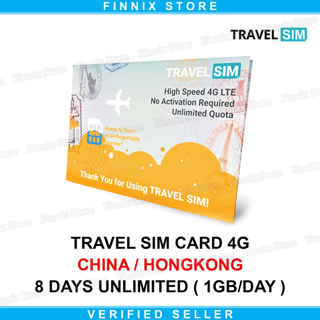 Travel Sim Card Kartu Perdana 4G CHINA HONGKONG 8 Days - 1GB Perhari