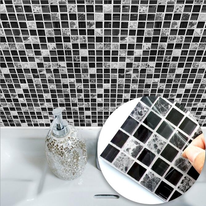 6pcs Self Adhesive Mosaic Tile Sticker Kitchen Backsplash Bathroom Wall Tile Stickers Decor Shopee Indonesia