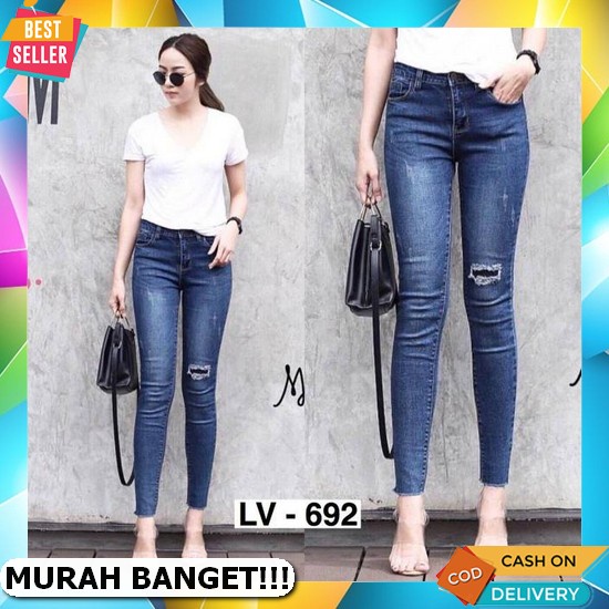 Jeans Unfinished/ Celana Boyfriend/Celana Jeans Celana Jeans Wanita Pingang Karet 2022 Jens Jins Fwr