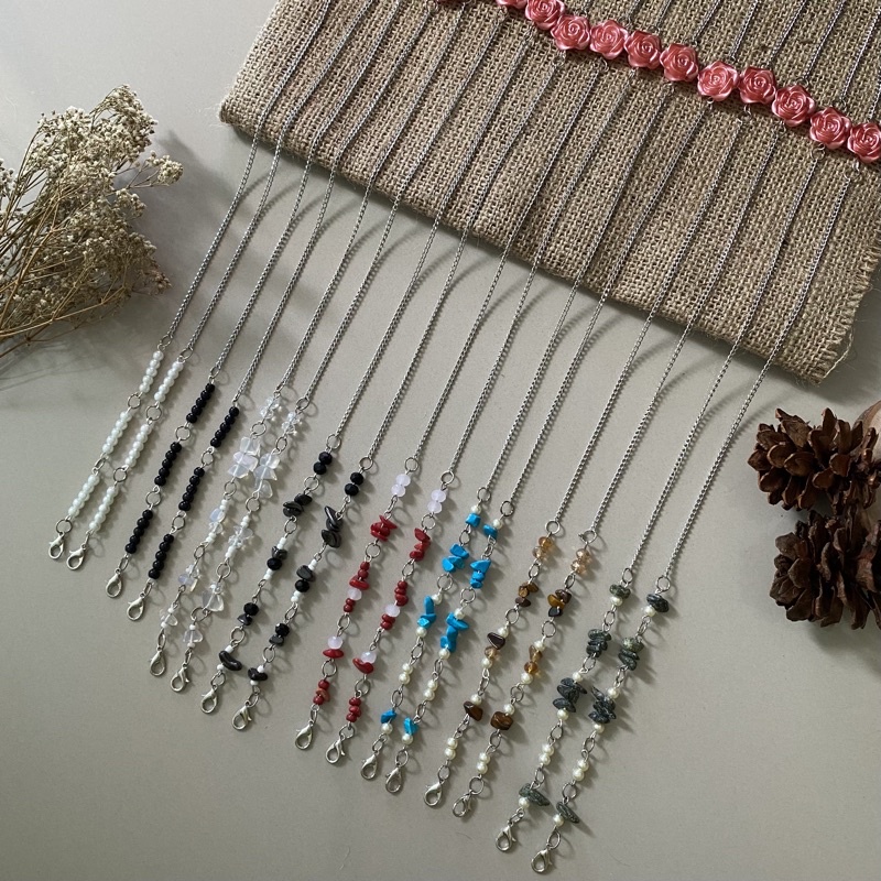 Strap + Konektor Masker 2 in 1 kait Bunga Mawar