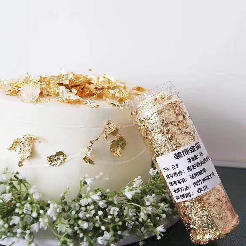 Edible Flakes Gold/Silver Dekorasi Cake 2g Cooking Drink Food Dessert Cake Ice Cream Decoration