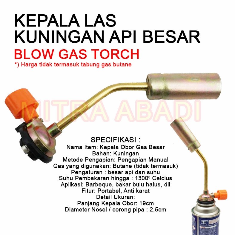 Blow Gas Torch / Kepala Las Kuningan API BESAR - Kepala Gas Pemantik