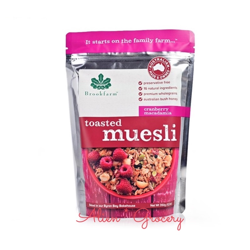Brookfarm Brook Farm Toasted Gluten Free Muesli Wild Berry Nutty Granola Cranberry Macadamia 350gr