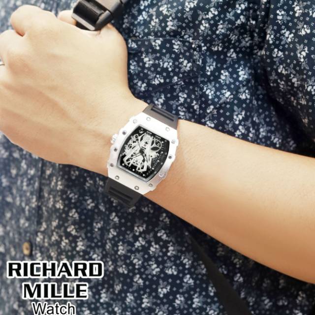 ( FREE BOX & BATRAI ) JAM TANGAN COWOK PRIA R"ICHARD MILLE RM27/03 RUBER
