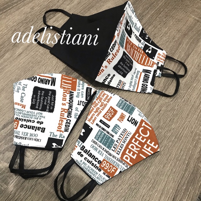 masker kain motif koran coklat