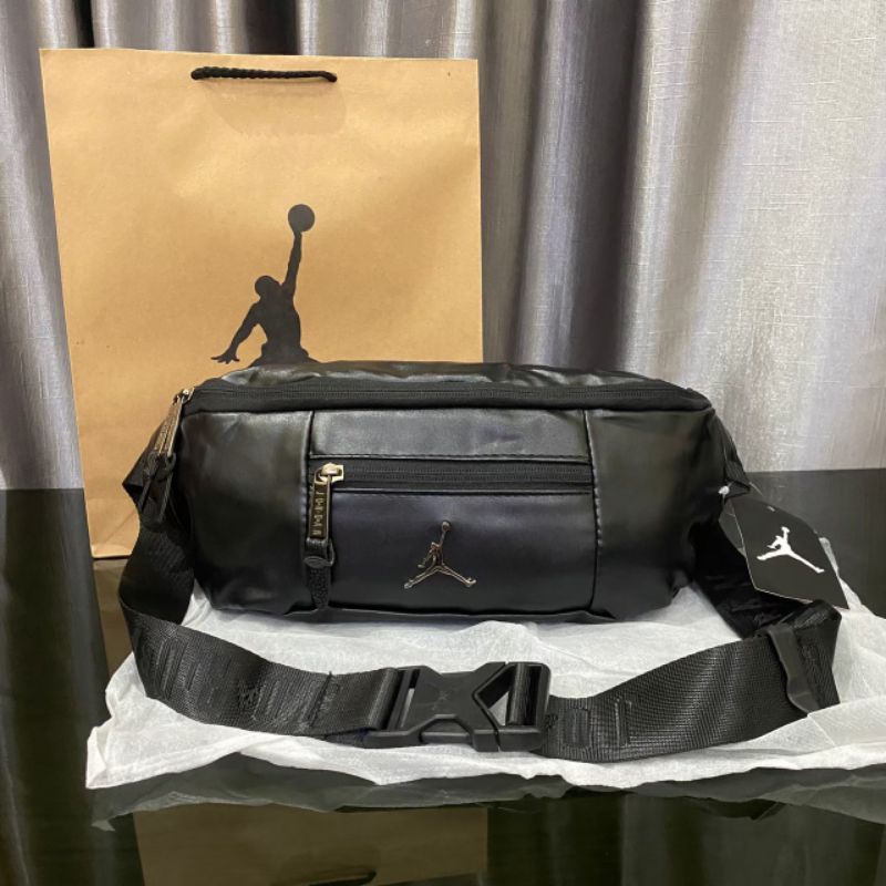 Air Jordan Waistbag Leather Rival All Black Metal logo