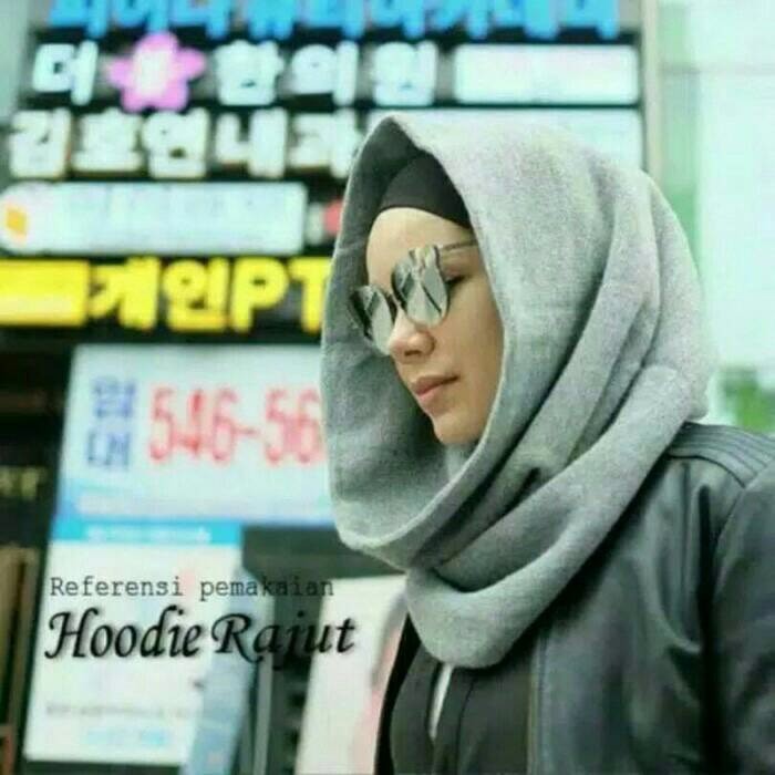 promo Hijab Hoodie Rajut murah kualitas bagus