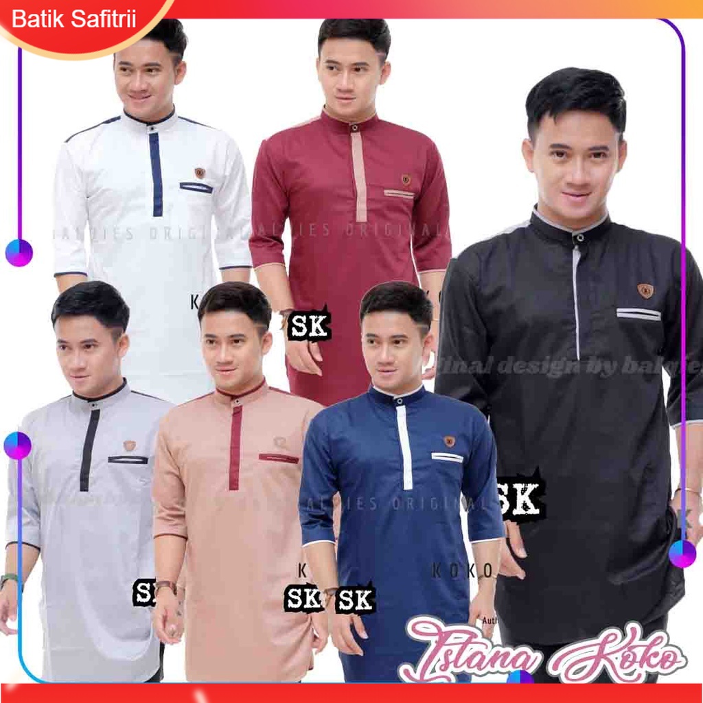 Koko Jasko Lengan 3/4 Bahan Toyobo Model Kombinasi Punggung Warna Hitam Abu Marun Navy Putih Coklat 