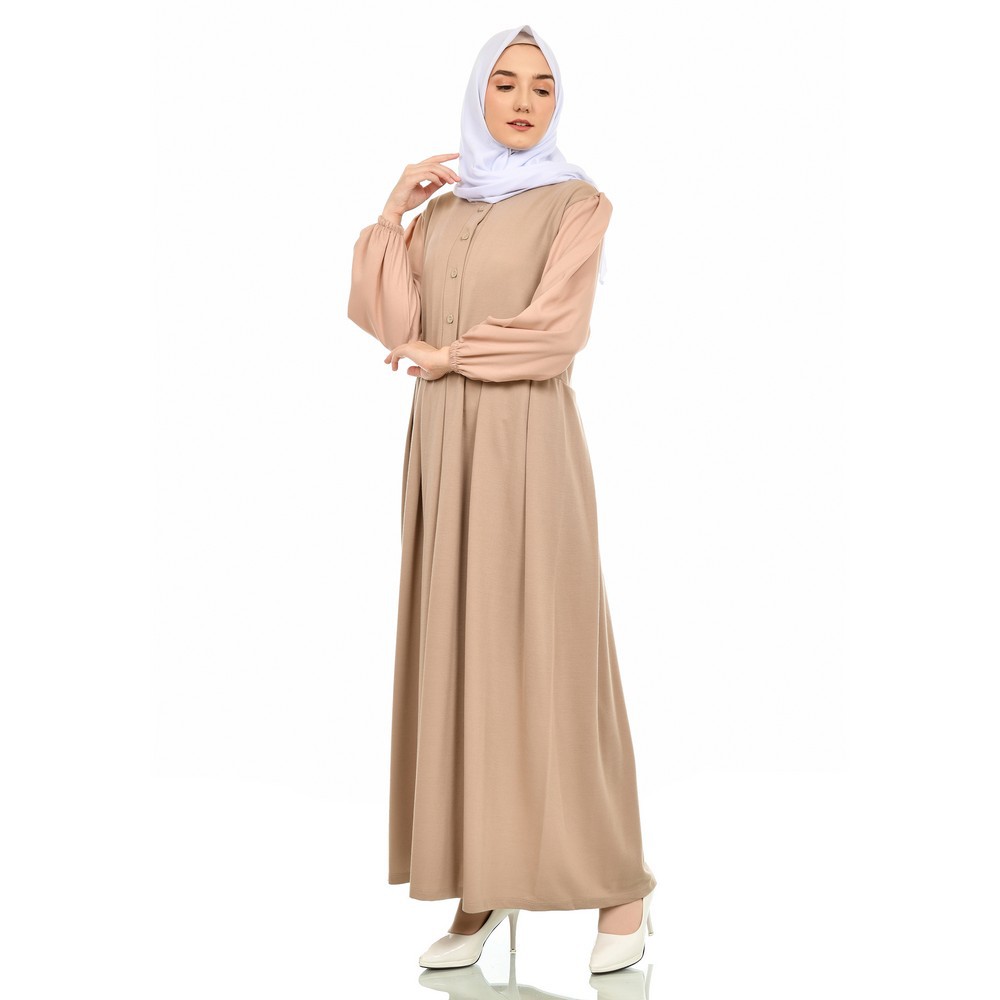 Mybamus Tisha Plit Dress Khaki M15932 R29S1 - Gamis Muslim-1