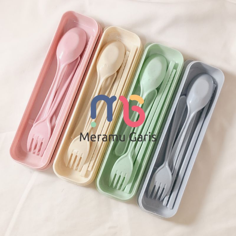 Souvenir Satu Set Alat Makan | Souvenir Satu Set Sendok Garpu Sumpit | Satu Set Alat Makan Bahan Jer
