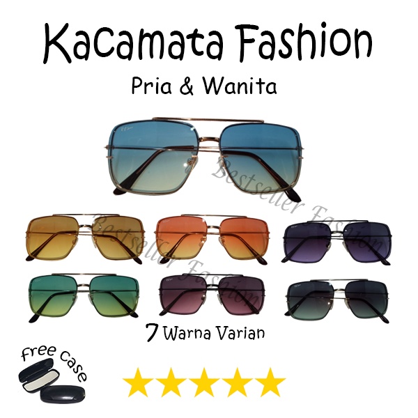 Kacamata Wanita Dan Pria Fashion Kekinian Gaya Santai / Frame Dan Lensa Kacamata Varian Warna Unisex Kacamata Lensa Gradasi Anti UV FREECASE