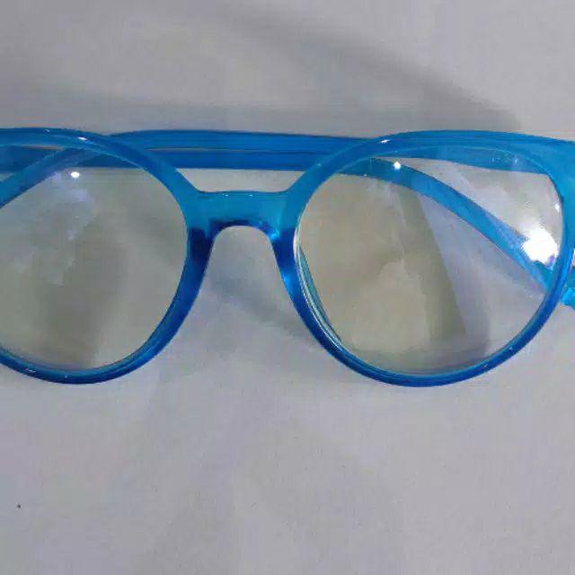 Kacamata anti radiasi  Wanita Pria Frame Sunglasses Lensa Transparan import TOSERBA-Biru