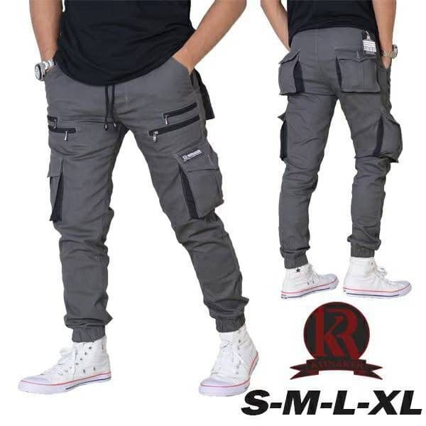 Celana Jogger Cargo - S, M, L, XL - Hitam, Cream, Mocca - Clana Jelana Panjang Training Dewasa Joger