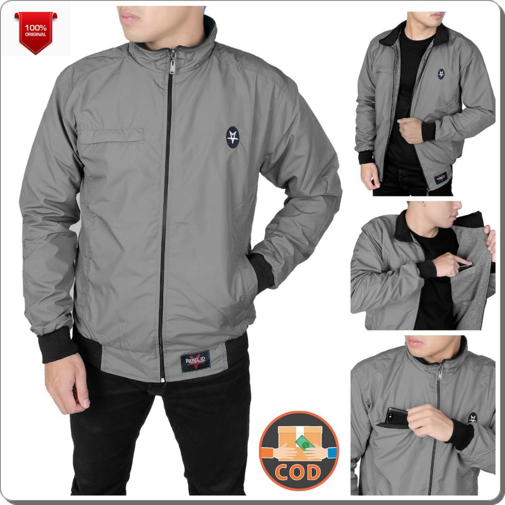 Jaket parasut pria taslan waterproof premium