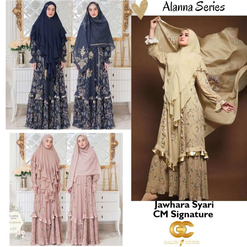 ALANNA BELISSIMA SERIES Navy Gold Brown Original By CM Signature Jawhara Syari. Gamis set premium el