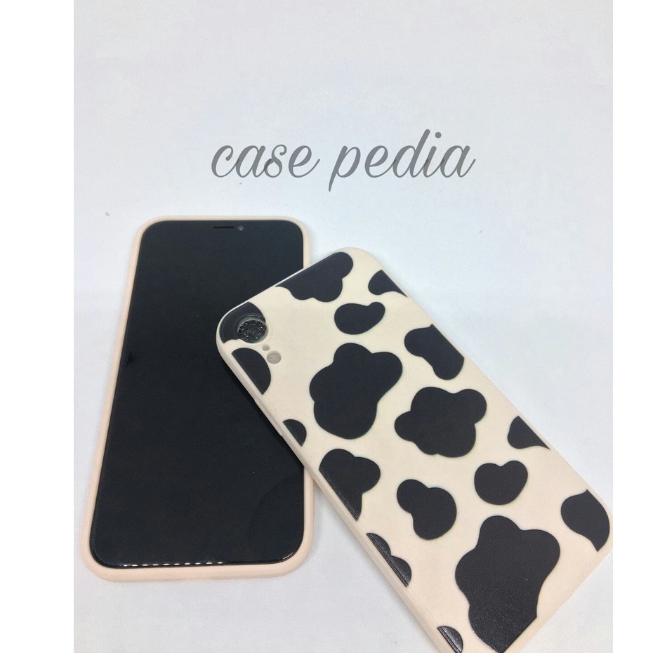 Soft Case iPhone 6 6S 7 8 + Plus SE 2020 X XR XS 11 12 Pro Max Casing Cow Black White|Pink White