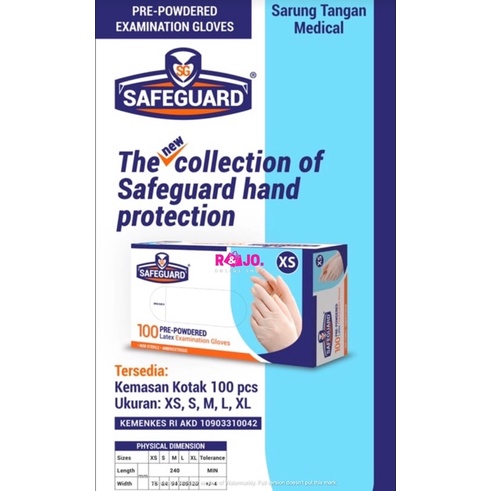 Sarung Tangan Latex Gloves Sensi Safeguard isi 100 pcs Sarung Tangan Medis