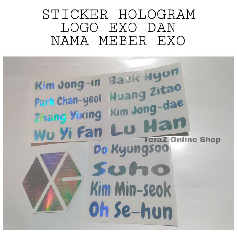 

STICKER HOLOGRAM LOGO EXO DAN NAMA MEMBER EXO