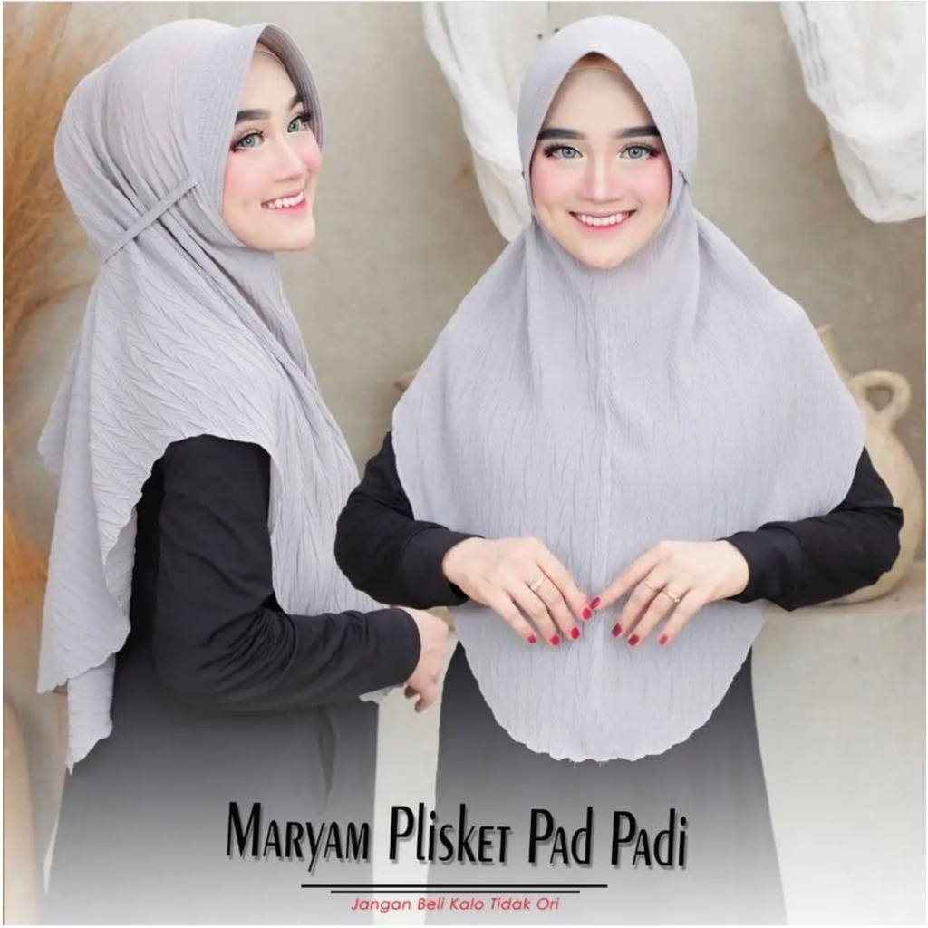 Bergo Pad Plisket Padi / Bergo Tali Pad Padi / HIjab Instan Tali Padi