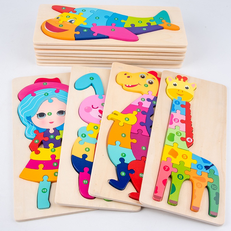 Mainan Edukasi Anak Puzzle Kayu 3D Lucu Wooden Toys 3D Timbul Puzzle Kayu Anak