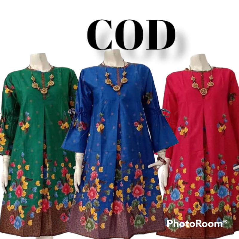 Tunik Batik Cantik Fashion Muslim Wanita / Batik Tunik Modern Jumbo M L XLXXL