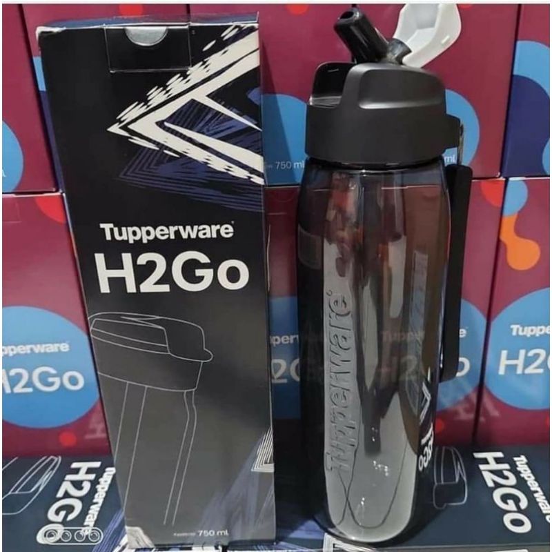 Botol minum new H2GO tupperware 750 ml hitam