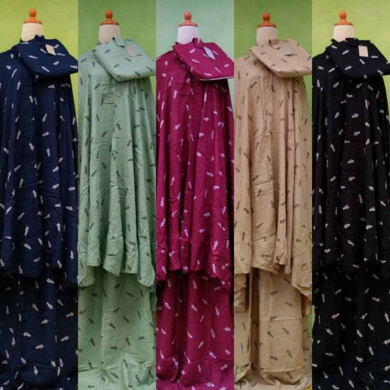 M L XL Standar Mukena Dewasa Rayon Premium Motif Cemara / Mukena
