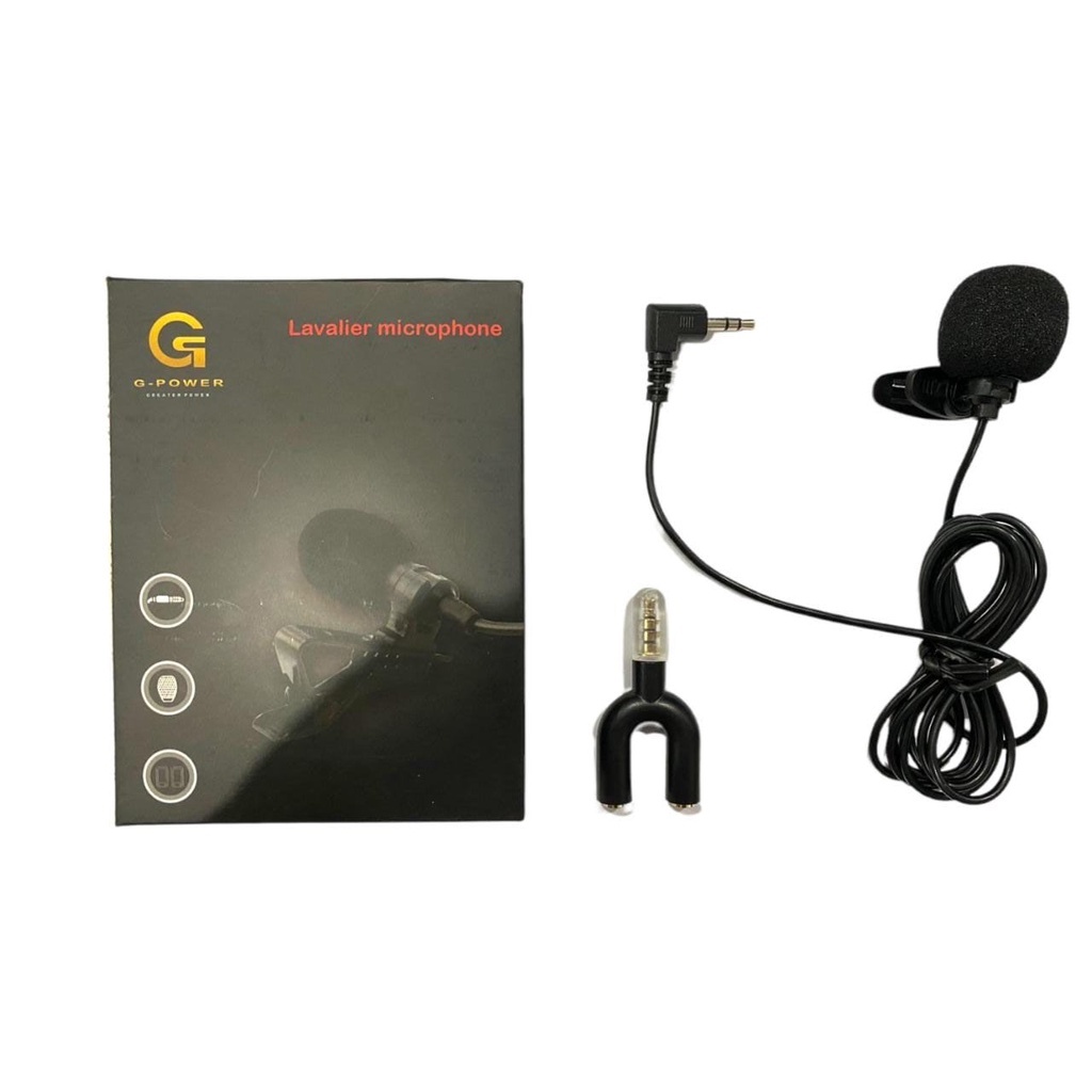 G-power Lavalier Microphone Clip On Mini Kabel Jack 3.5mm Original Garansi Resmi